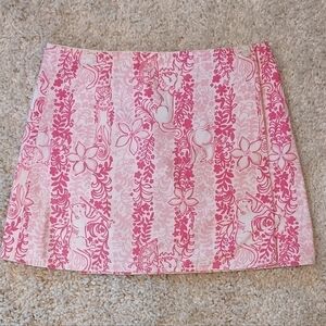 Lilly Pulitzer Pink Boardwalk Cafe Wrap Mini Skirt  Size 0